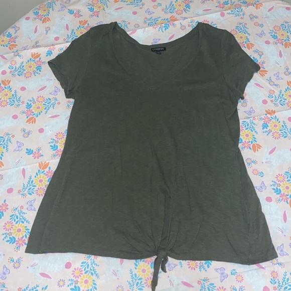 Express Tops - Olive Green Express V Neck Size Medium